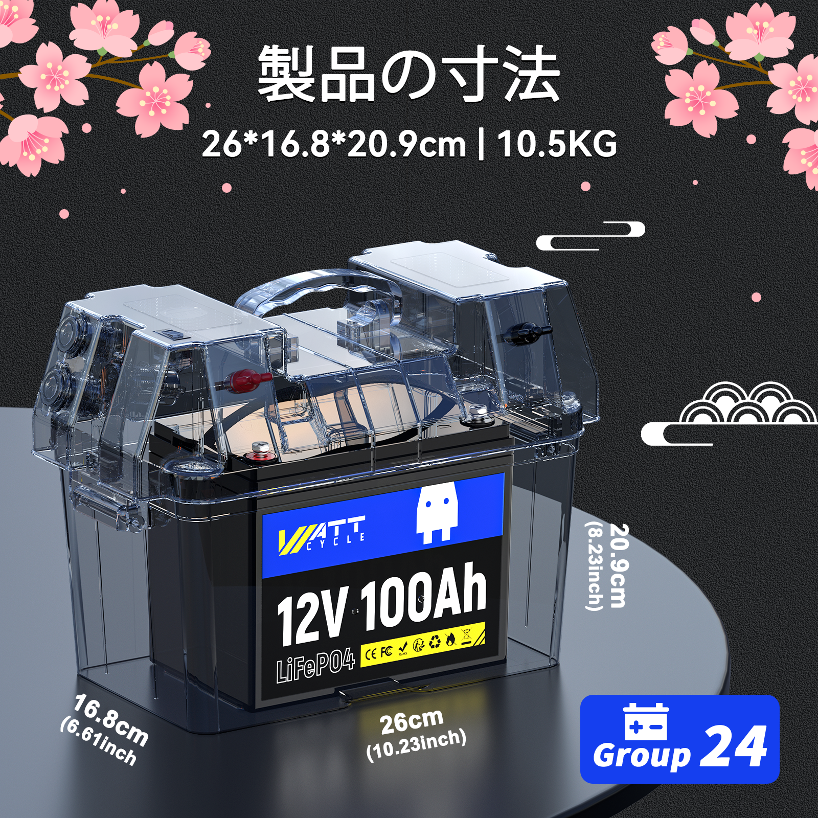 12V 100Ah LiFePO4バッテリー