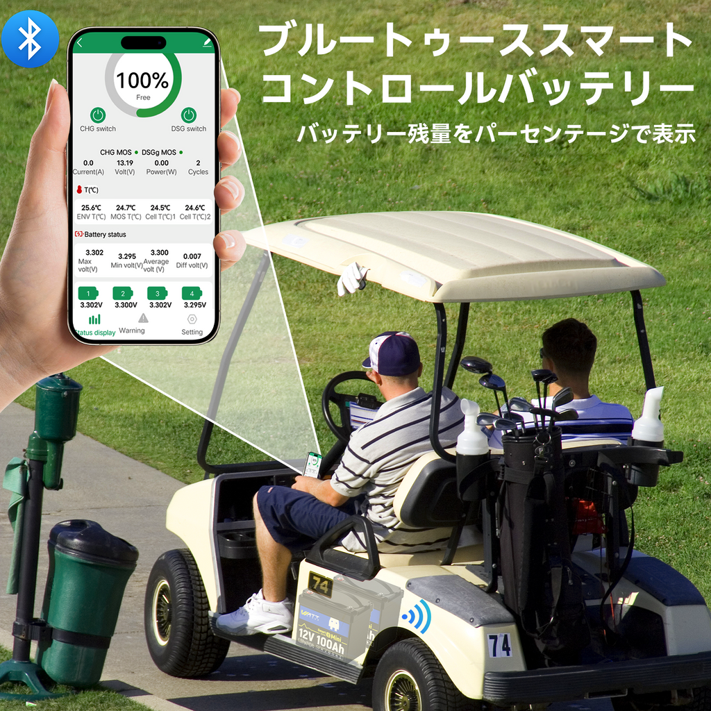12V 100Ah ミニBluetooth対応リン酸鉄リチウムイオンバッテリー