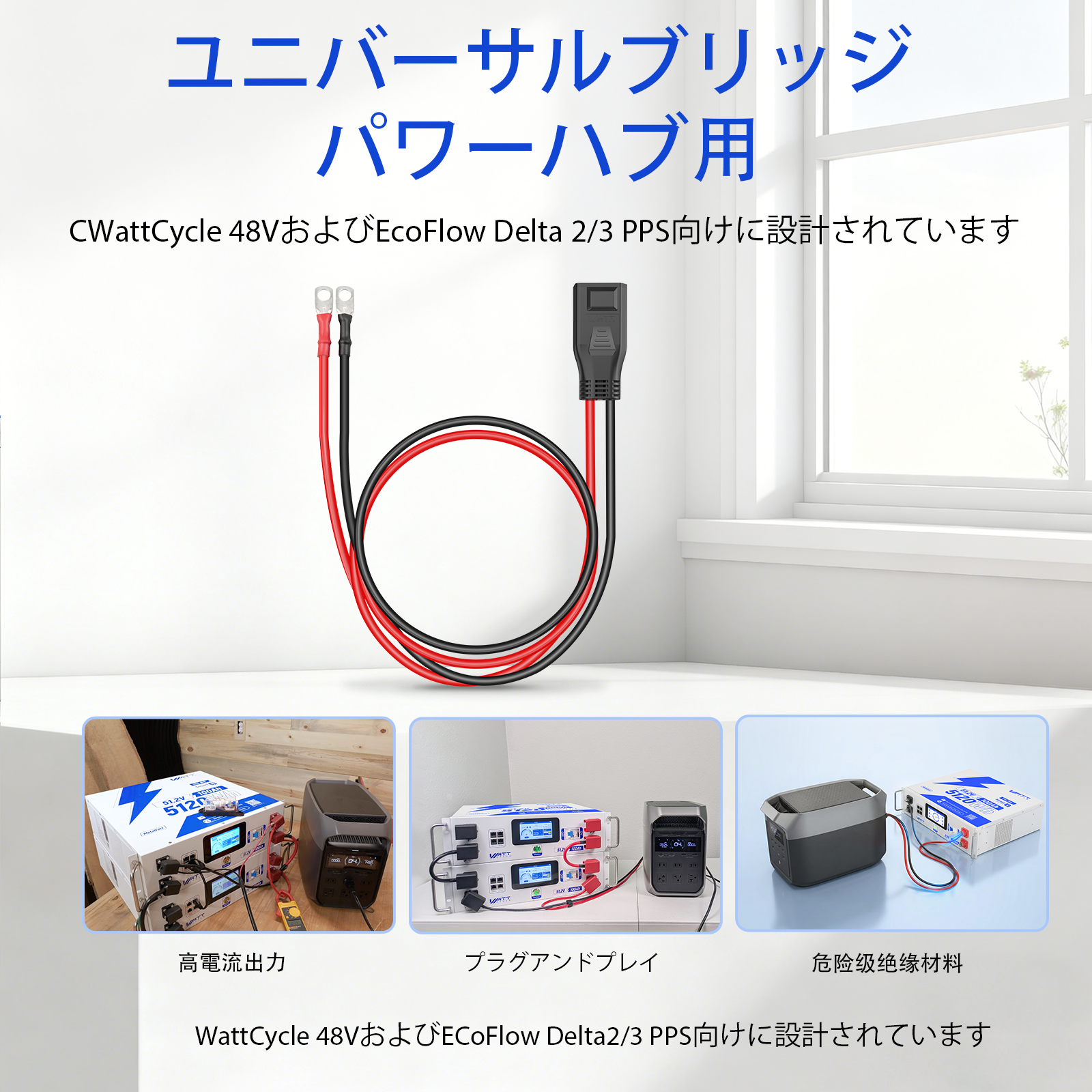WattLINK - EcoFlow Delta 2/3シリーズ PPS拡張アダプタケーブル（M8-XT150タイプ）