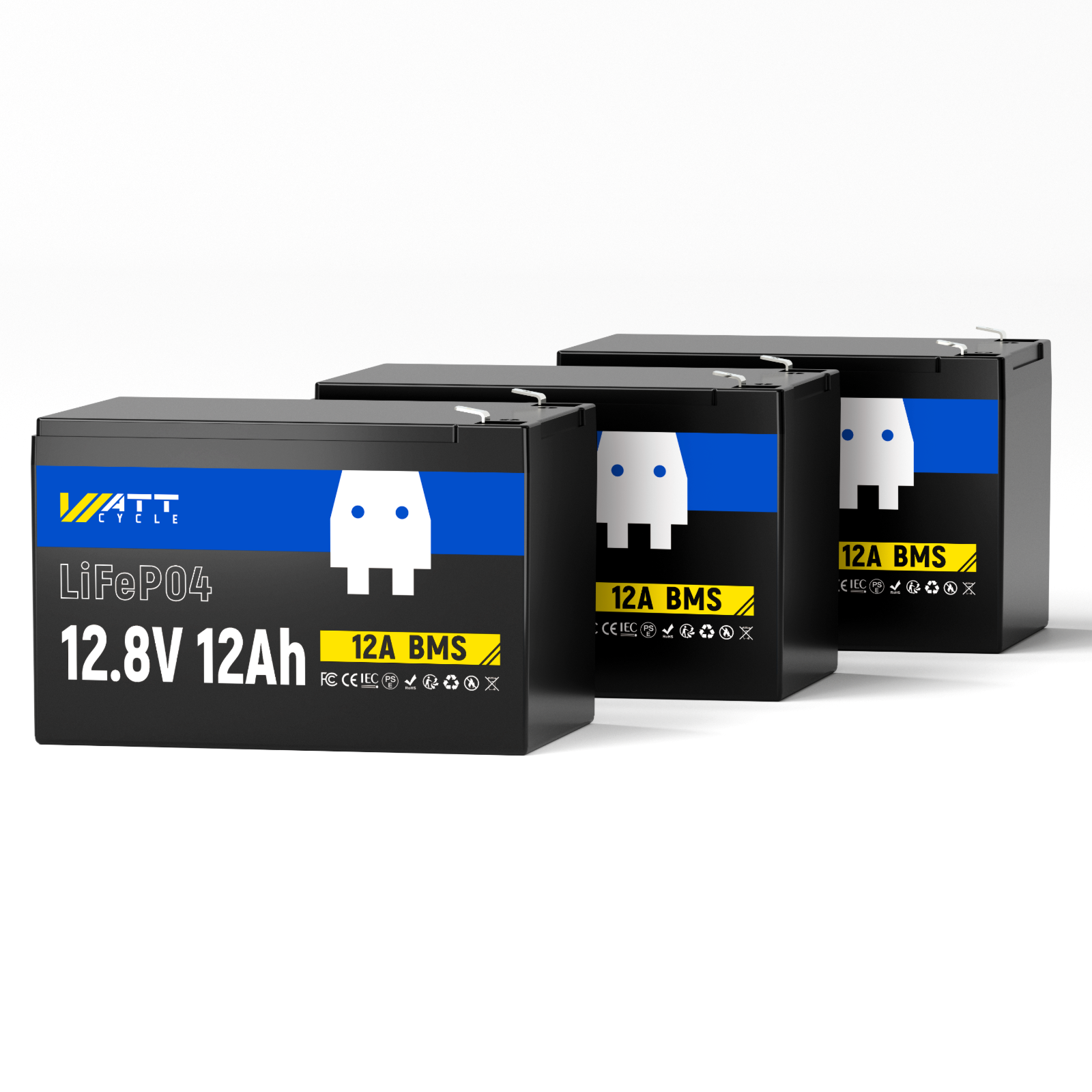 WattCycle 12V 12Ah LiFePO4軽量バッテリー、EV級A+セル・BMS内蔵・低温保護対応、多機器活用可能