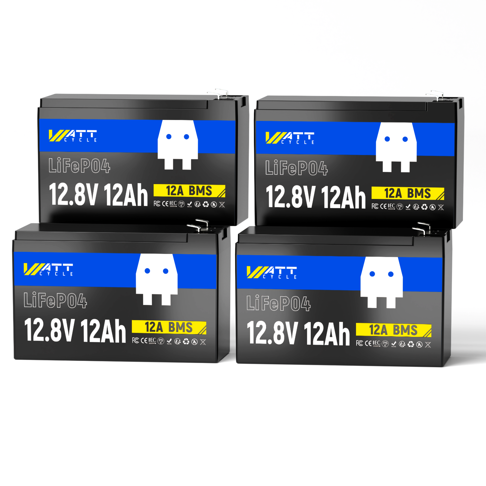 WattCycle 12V 12Ah LiFePO4軽量バッテリー、EV級A+セル・BMS内蔵・低温保護対応、多機器活用可能