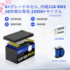 WattCycle 12V 12Ah LiFePO4軽量バッテリー、EV級A+セル・BMS内蔵・低温保護対応、多機器活用可能