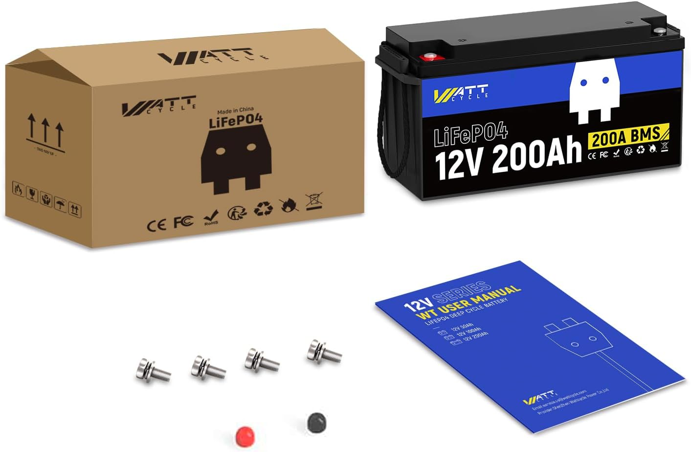 WattCycle 12V 200Ah LiFePO4 リチウムバッテリー