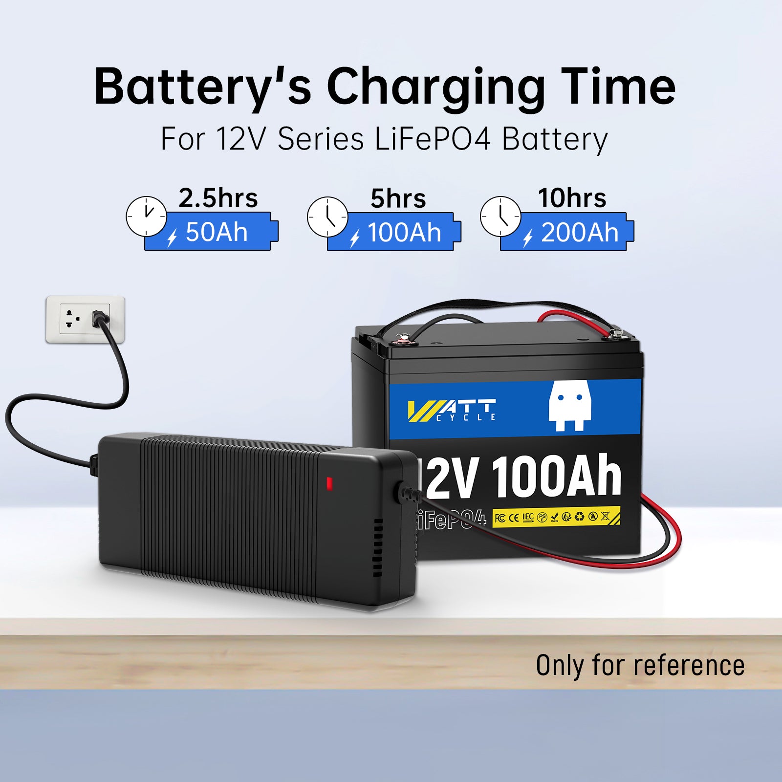 12V (14.6V) 20A プラスチックケース LiFePO₄バッテリー充電器