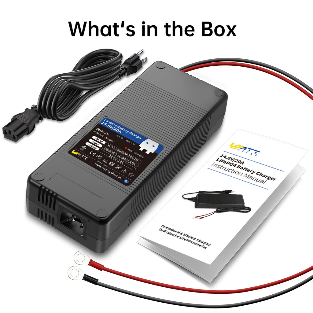 12V (14.6V) 20A プラスチックケース LiFePO₄バッテリー充電器