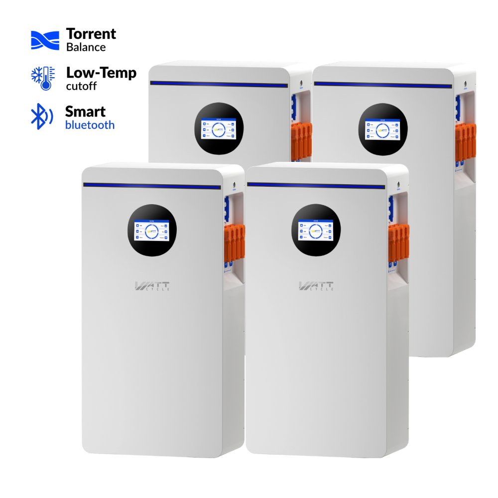 16kWh 48V 壁掛け式LiFePO4バッテリー – Bluetooth、アクティブバランシング、UL1973認証取得