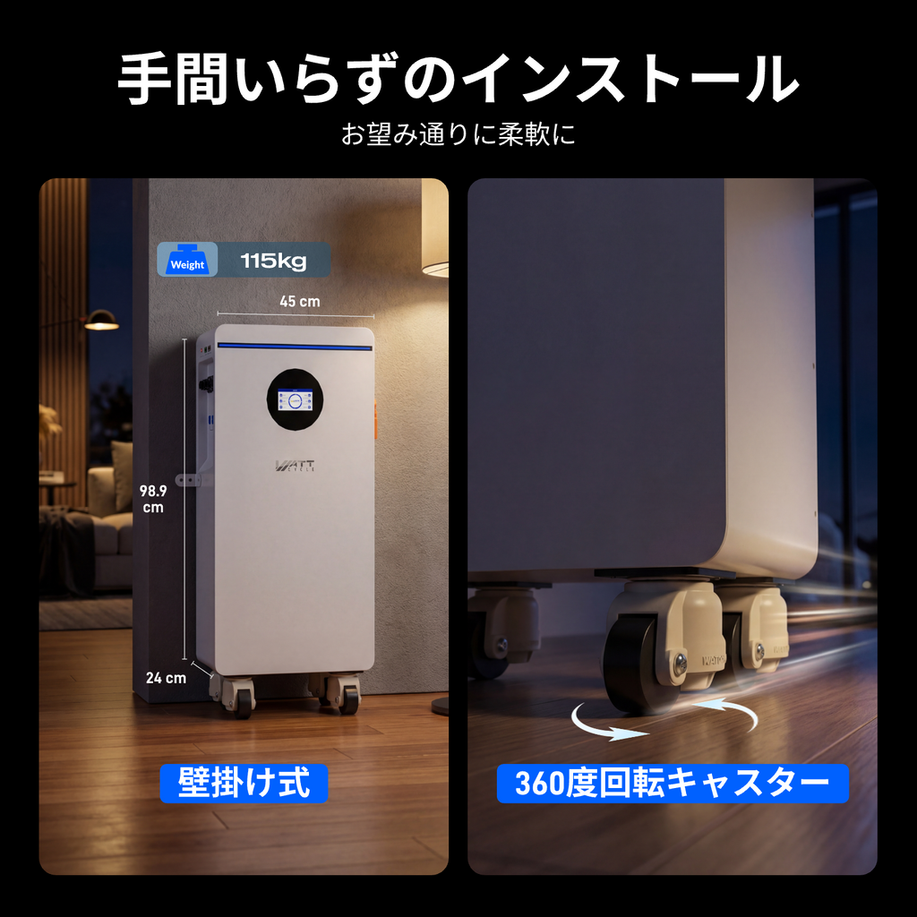 16kWh 48V 壁掛け式LiFePO4バッテリー – Bluetooth、アクティブバランシング、UL1973認証取得