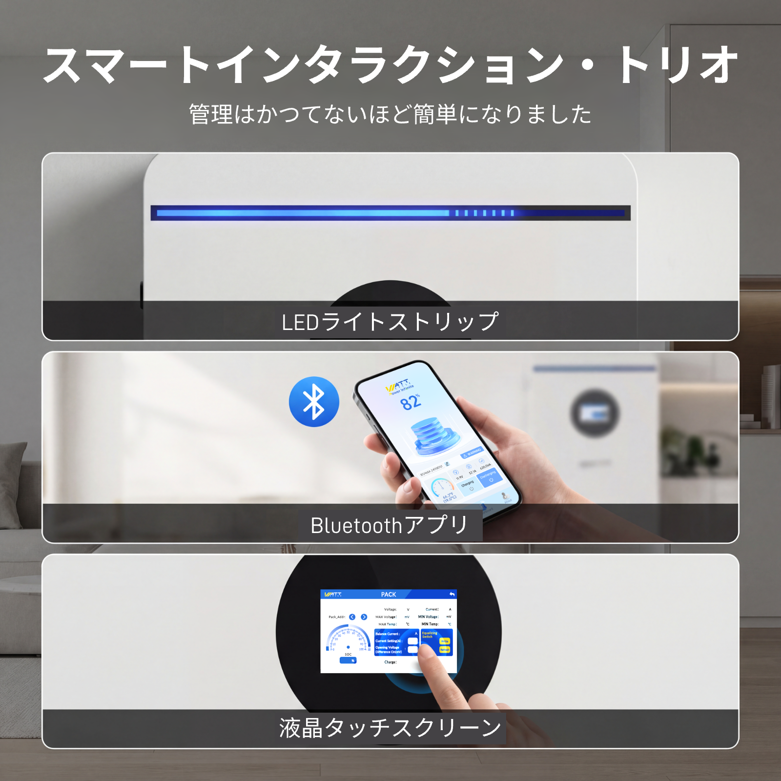 16kWh 48V 壁掛け式LiFePO4バッテリー – Bluetooth、アクティブバランシング、UL1973認証取得